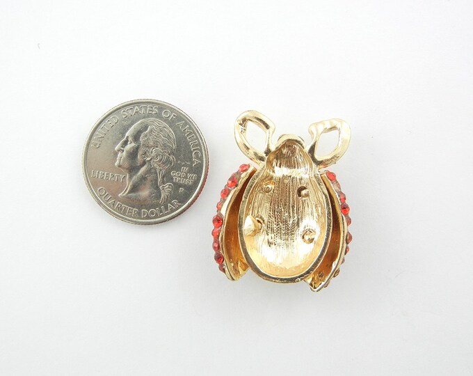 Ladybug Pendant Double Link Red Rhinestone