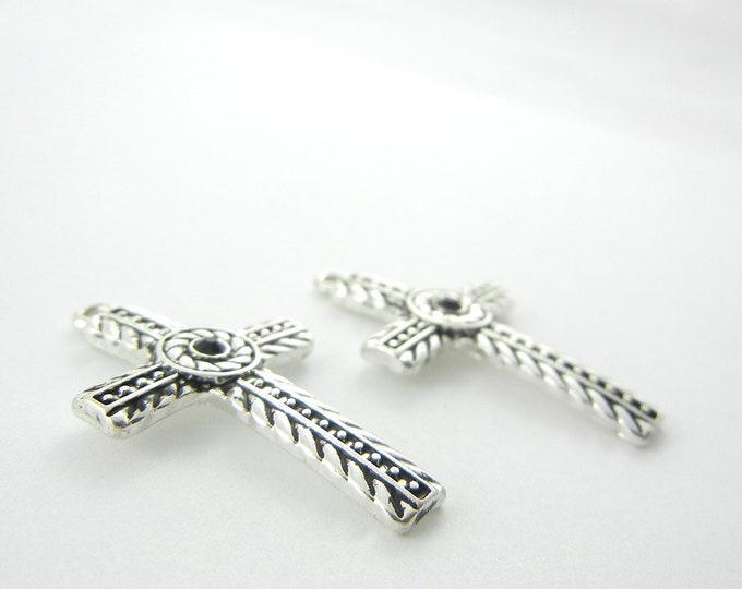 Pair of Cross Charms Herringbone Design