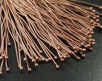Brass Ball Headpins 100 Ball Pins Antique Copper 2 inch (50mm) 21 gauge (1060pin50c3)xz