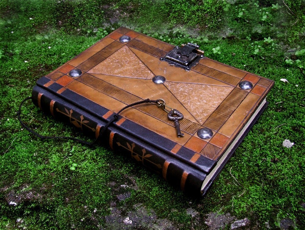 Leather Journal with Lock and Key BrownYellow by TeoStudio