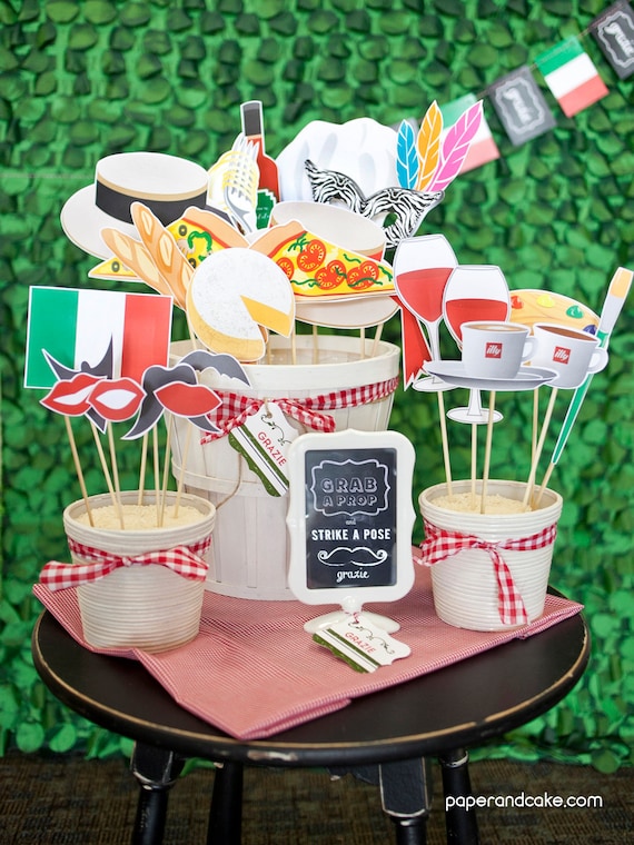 Italian Printable PHOTO BOOTH PROPS Pasta espresso wine Italian Printable PHOTO BOOTH PROPS Pasta espresso wine