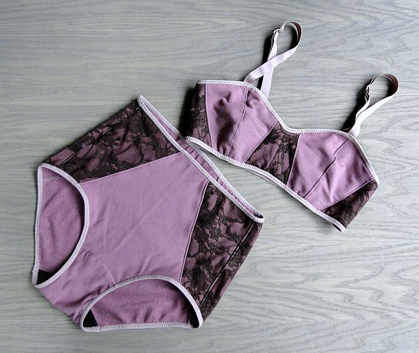 READY TO SHIP High waist panties and bralette set organic