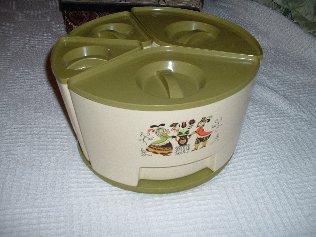 Vintage Retro Sterilite Lazy Susan Canister Set Olive Green Haute Juice