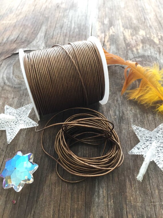 Metallic Bronze 1mm Round Leather Cord Genuine Round