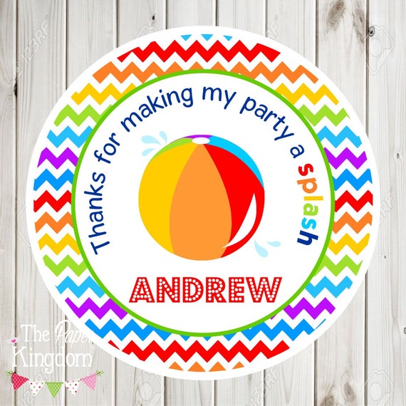 Printable Beach Ball Labels DIY Gift Tags Digital hang Tags