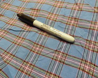 Fabric - periwinkle pink plaid
