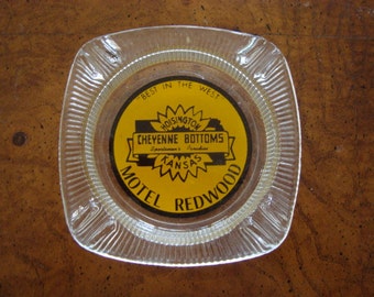 Vintage 1940s-1950s Motel Redwood ASHTRAY Hoisington Kansas Cheyenne Bottoms