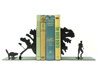 Beaver Metal Art Bookends - Free USA Shipping