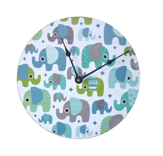 Elephant Nursery Decor Wall Clock for Nursery by makingtimetc