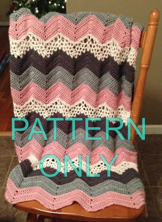 crochet PATTERN for Lacy Ripple afghan Blanket or Throw