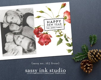 Instant Download - Holiday Photo Card Template - 5x7 photoshop template - New Year card (no. 167)