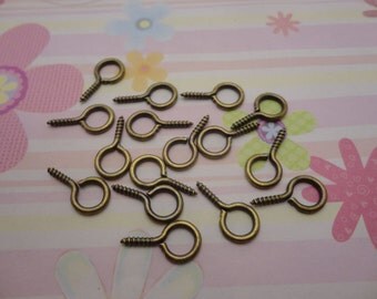 300 Pcs 17x9mm Bronze Plated Screw Eye Hook / EyeHook Pins / Eyepin Clasps