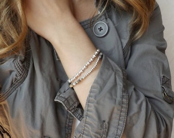 Sterling silver bracelet, Silver bracelet, Layering bracelet, silver ball bracelet, Layering bracelets