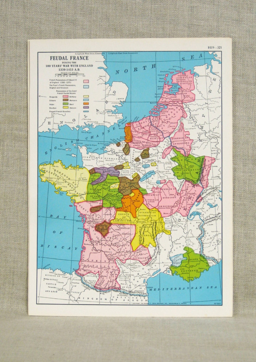 Map Map of Europe Feudal France France 1400 AD Spain