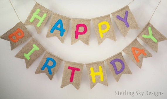 Birthday Banner Burlap Birthday Banner Birthday Bunting