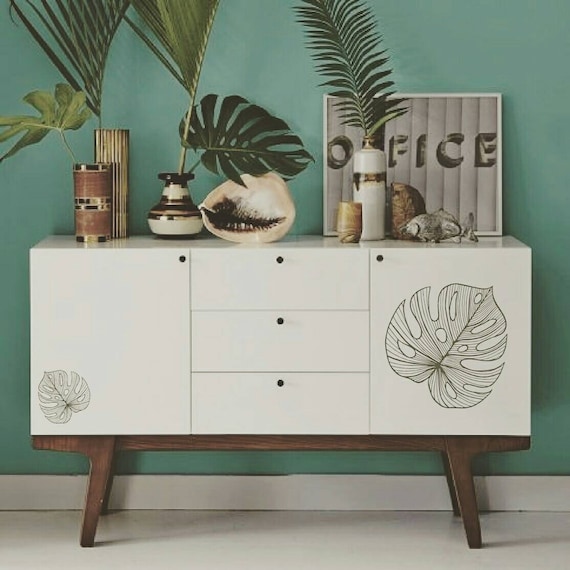 Tropical Monstera Leaf Decor by 3rd Ave Shore - Removable custom Wall Decals - furniture Stickers - Home Decor Handmade in Kailua Hawaii