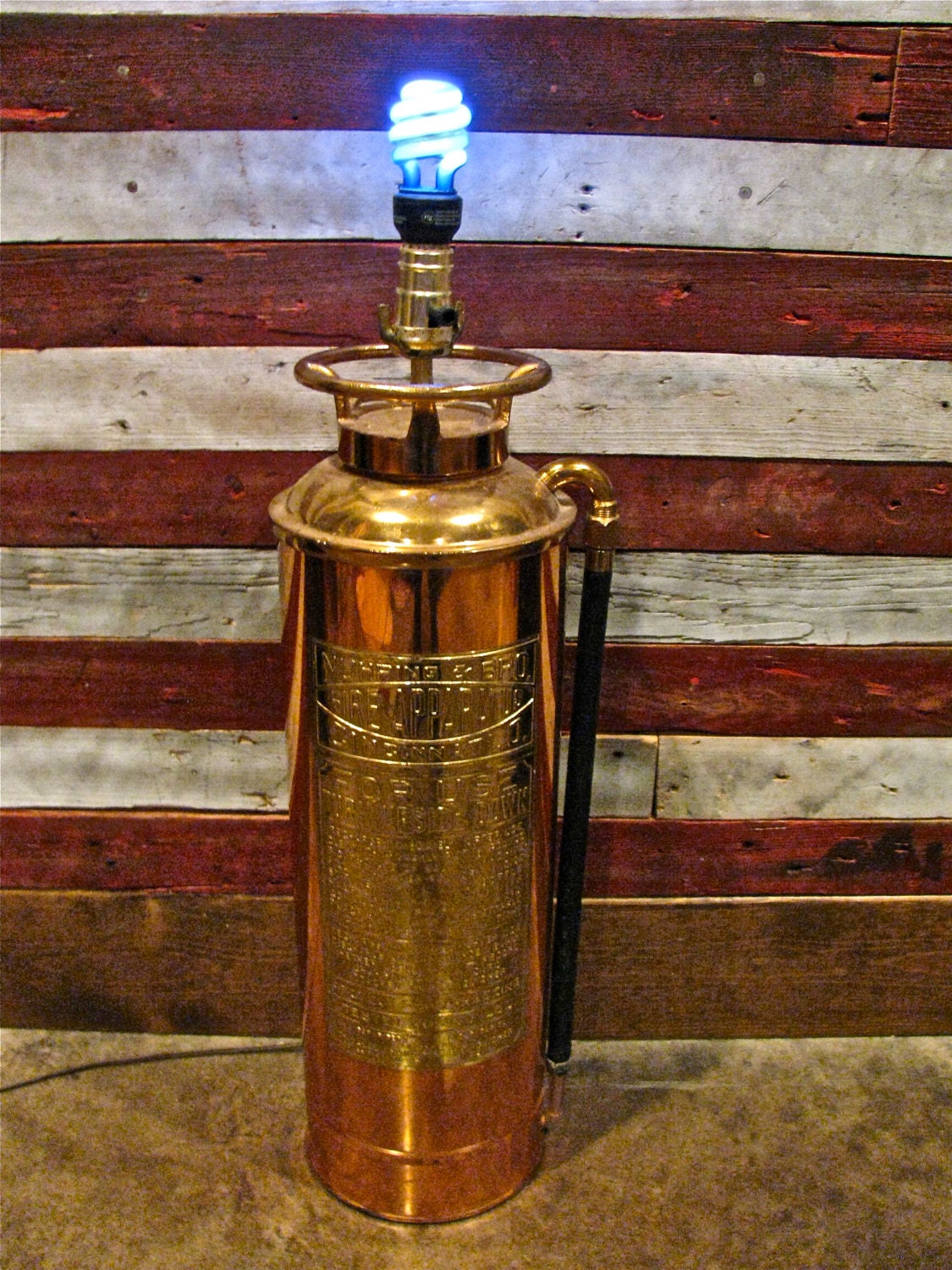 Vintage Fire Extinguisher Lamp Copper and Brass 2 & 1/2 Gallon