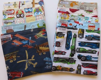 Reusable Sandwich Bags Any Five You Choose Fabric Eco Friendly