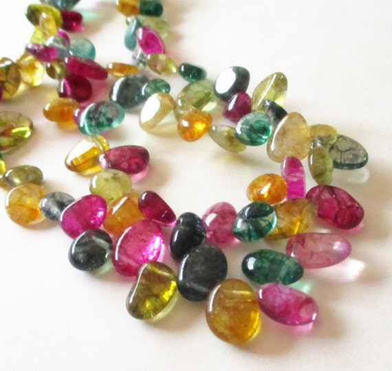 Multi Colored Quartz Beads Dyed Quartz Teardrop Pear Beads