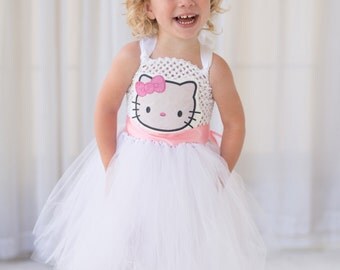 Hello Kitty Inspired Halloween Costume or Birthday Dress Inspired Tutu Dress, Birthday Parties, or Dress Up