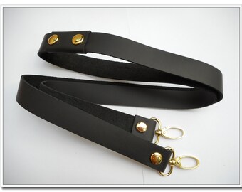 1 pcs of 43 inch black high quality cow leather purse strap bag strap golden lobster