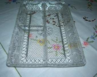 Vintage Duncan Miller 3 Part Relish Plate Sandwich Pattern Circa 1950