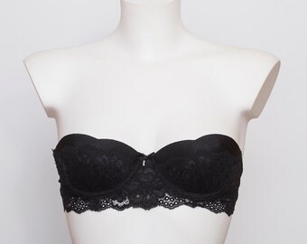 Black bra lace cups dead stock Vintage 80s