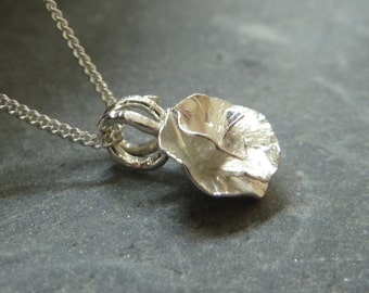Peony Rose flower pendant: Handmade sterling silver