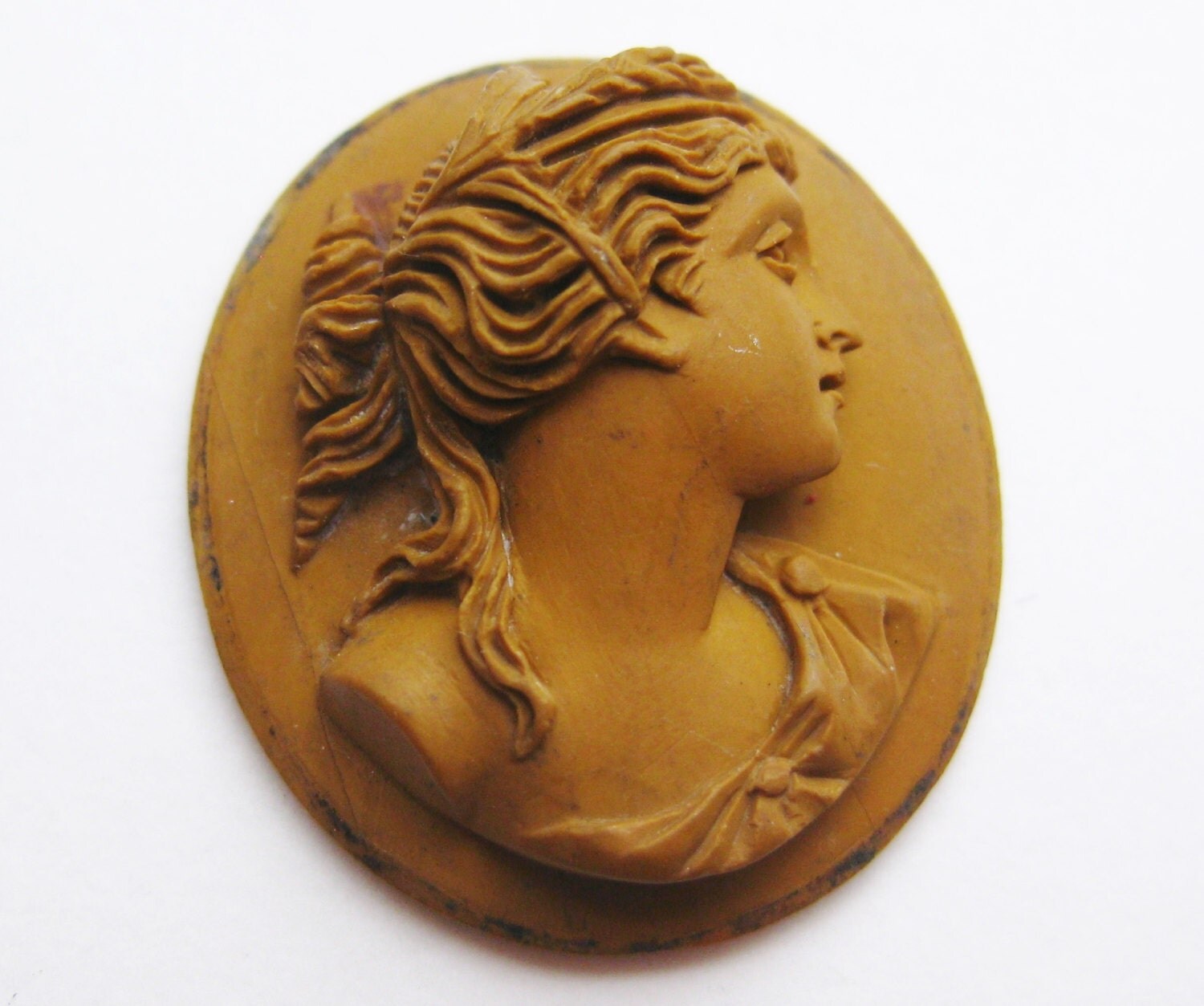 Antique Hand Carved Lava Italian Cameo for Brooch or Necklace
