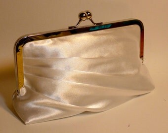 Bridal Clutch | Bridesmaids Clutch | Ivory Side Pleated Charmeuse Clutch