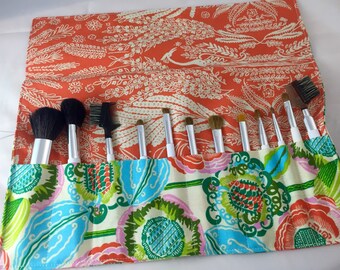 MakeUp Brush Holder - Makeup Brush Roll - Makeup Brush Bag - Makeup Brush Organizer Makeup Brush Case Bag Bright Heart Coco Bloom in Bisque