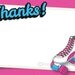 Neon Roller Skate Thank You Card Instant Download