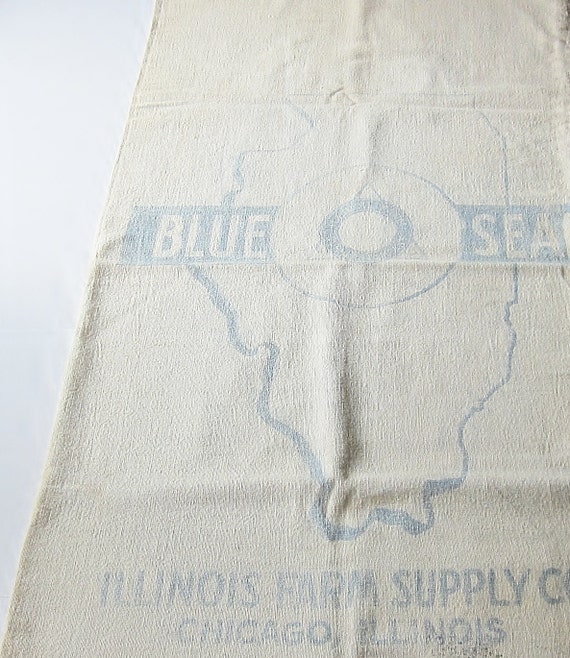 Blue Seal Muslin Seed Bag - Vintage Cotton Grain Sack - Primitive ...