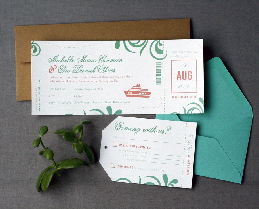 Destination Wedding Cruise Boarding Pass Wedding Invitation