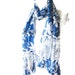 Sale Blue Bridal Ruffle Scarf..Azure Chiffon Scarf with White Lace, White Flowers..Shabby chic Weddings