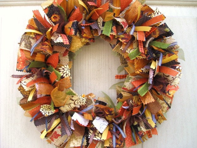 Fall Wreath Ribbon Door Wreath Rag Wreath Wreath for Fall