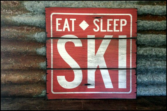 Essen sie schlafen ski handgefertigten von alpinegraphics auf etsy