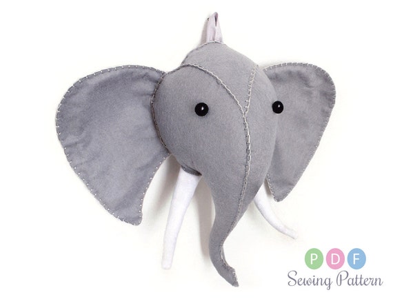 Elephant Head Sewing Pattern Plush Felt Faux by AICreatures