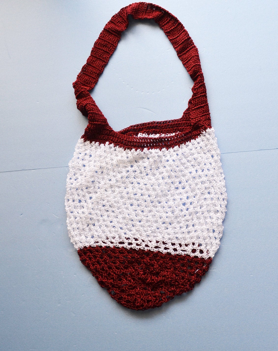 Eco Crochet Mesh Bag Two tone Bag Boho Reusable Grocery or