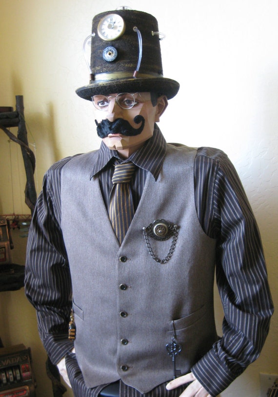 Mens Quality Upcycled Steampunk Time Traveler Cosplay 