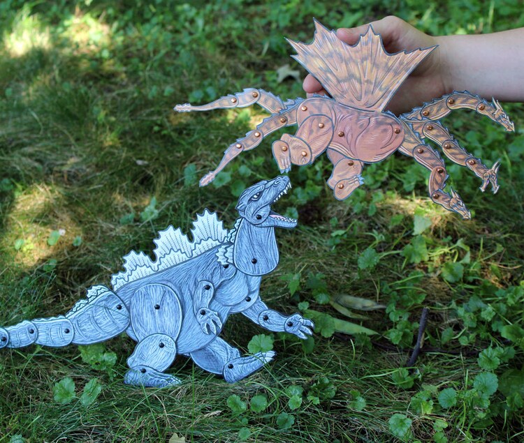 Godzilla Articulated Paper Doll by ArdentlyCrafted on Etsy