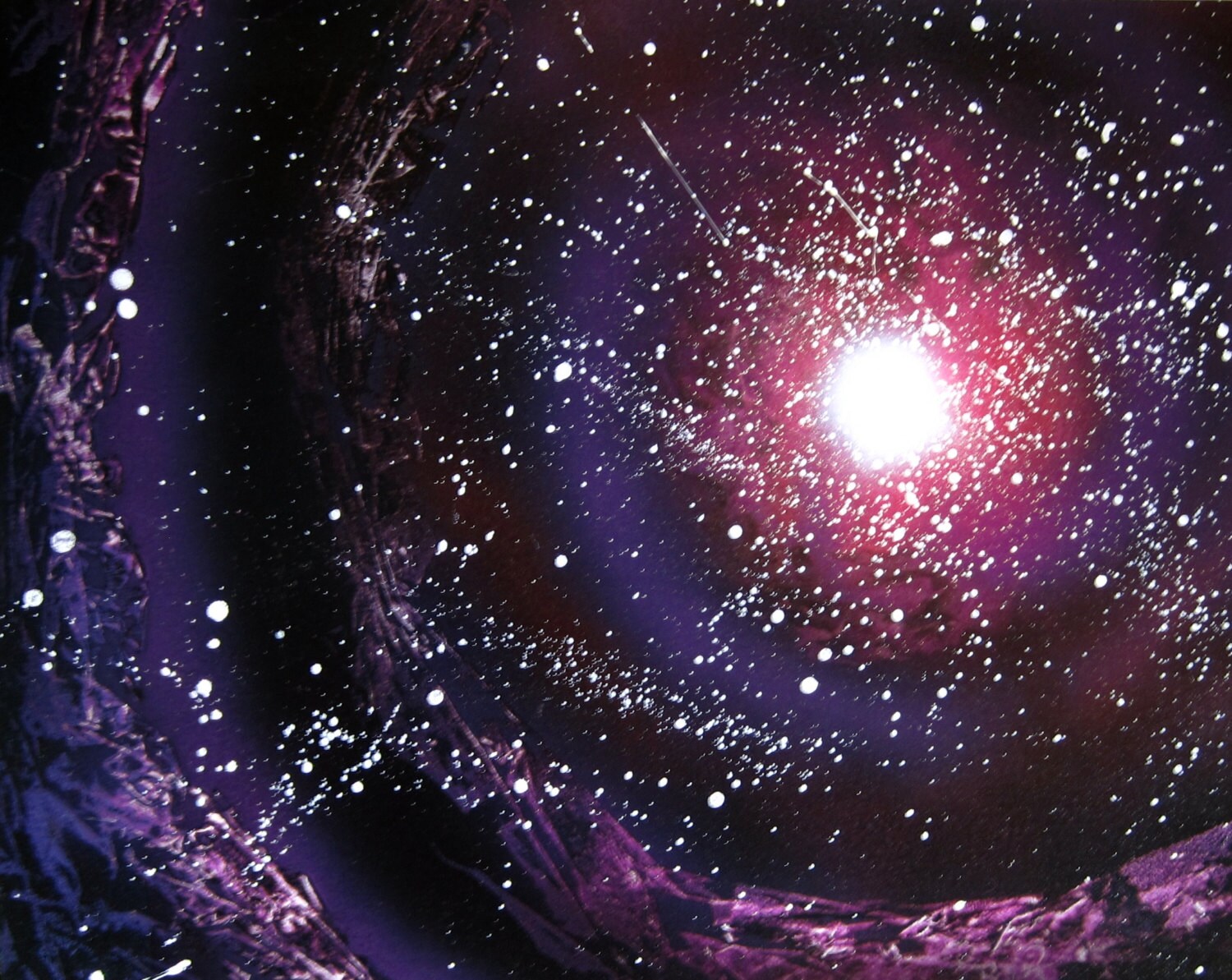 Spray Paint Art Original Space Galaxy 14 x 11