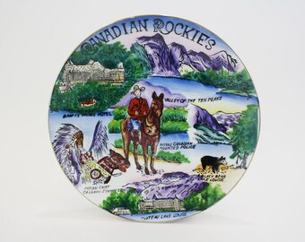 Vintage Canadian Rockies Hand-Painted Souvenir Plate (E5620)