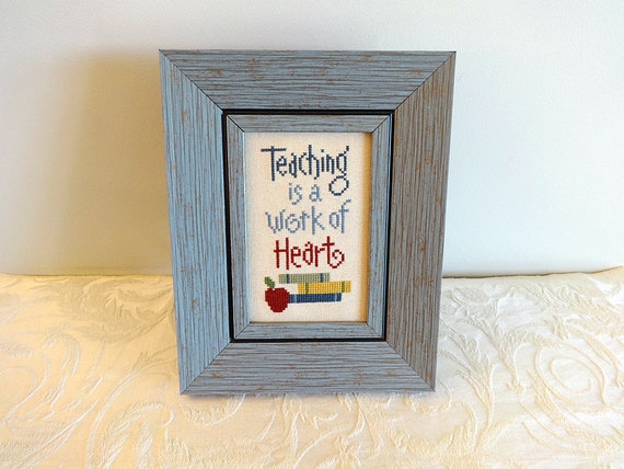 Teacher Cross Stitch Finished Cross Stitch Framed Cross