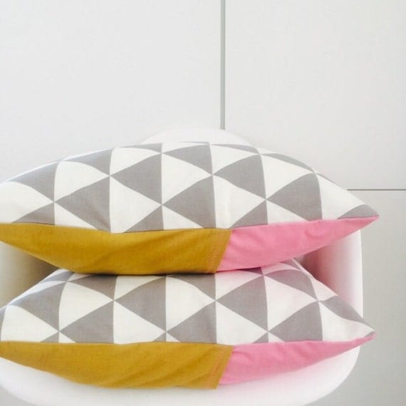 Modern Grey Triangle Pattern Pillow Cover 20x20