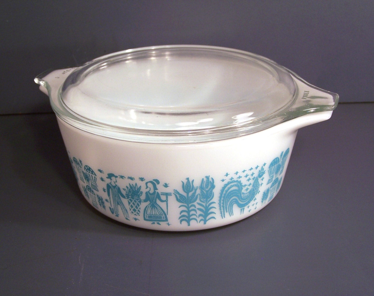 PYREX Butterprint Casserole Dish Lid Turquoise