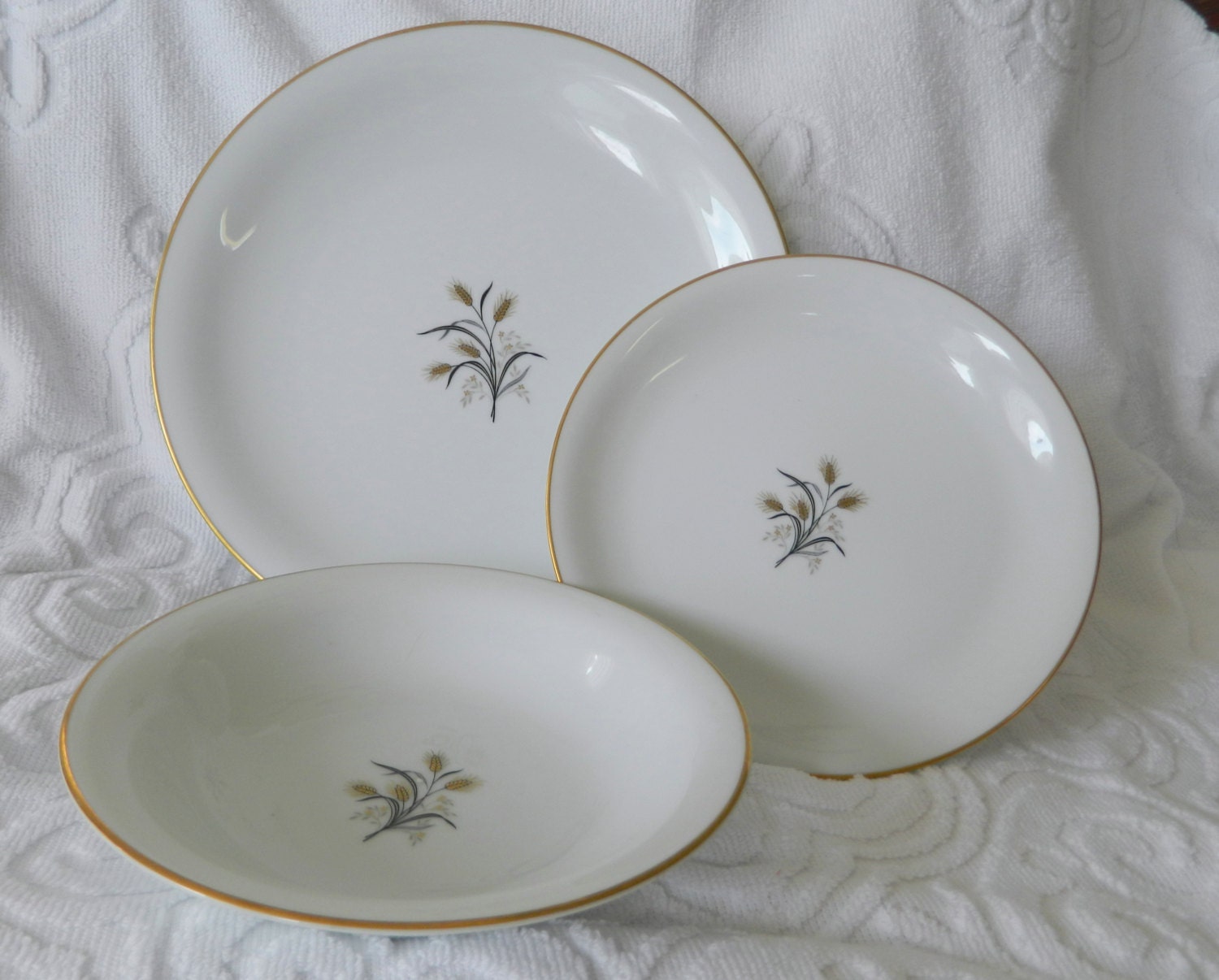 Noritake China Wheat Croft pattern 3 pc place setting