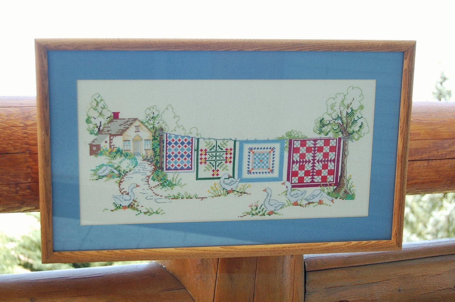 Quilt on Clothesline Cross Stitch Sampler