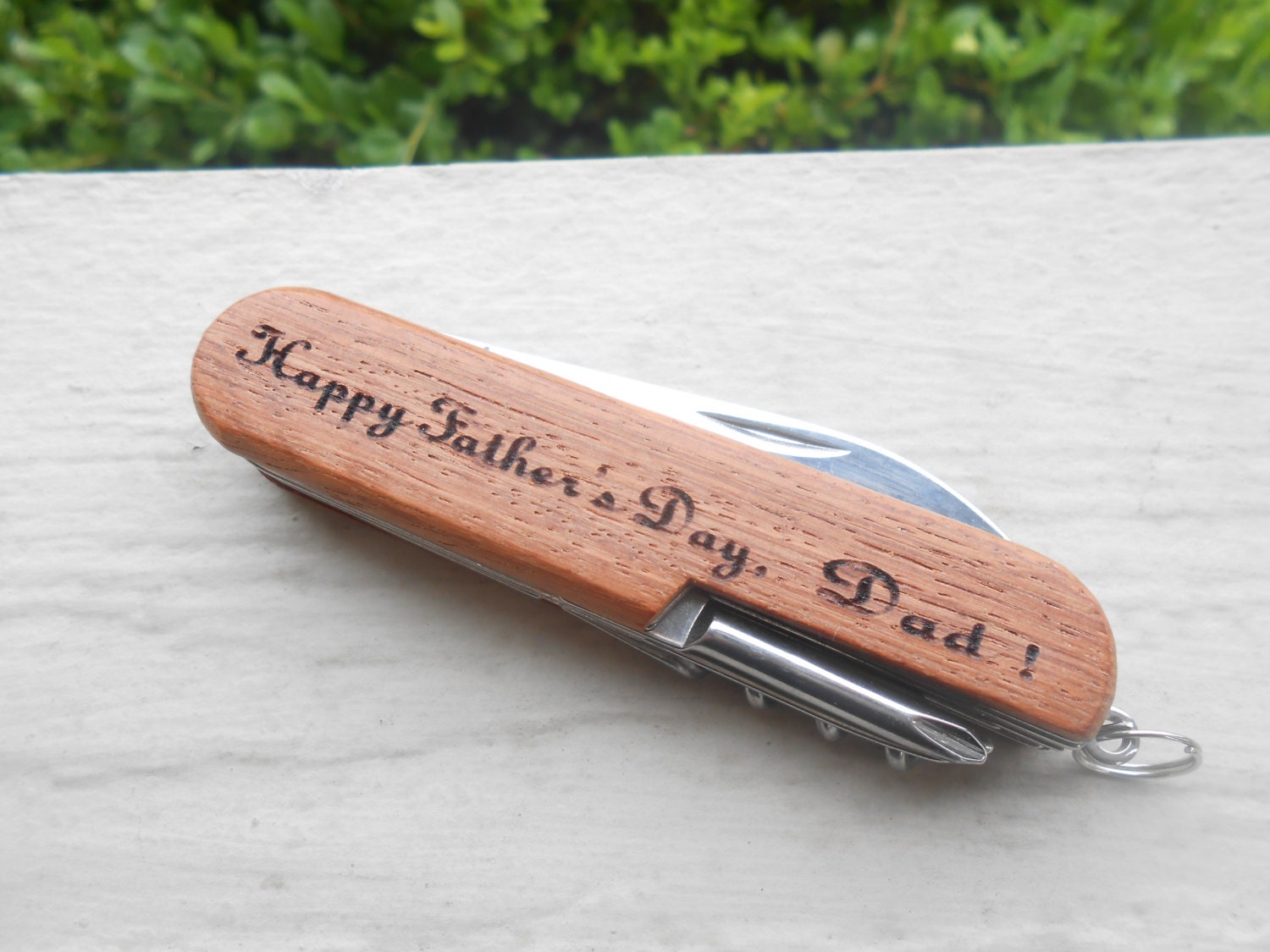 FATHER'S DAY Pocket Knife Laser Engraved Wood. Wedding