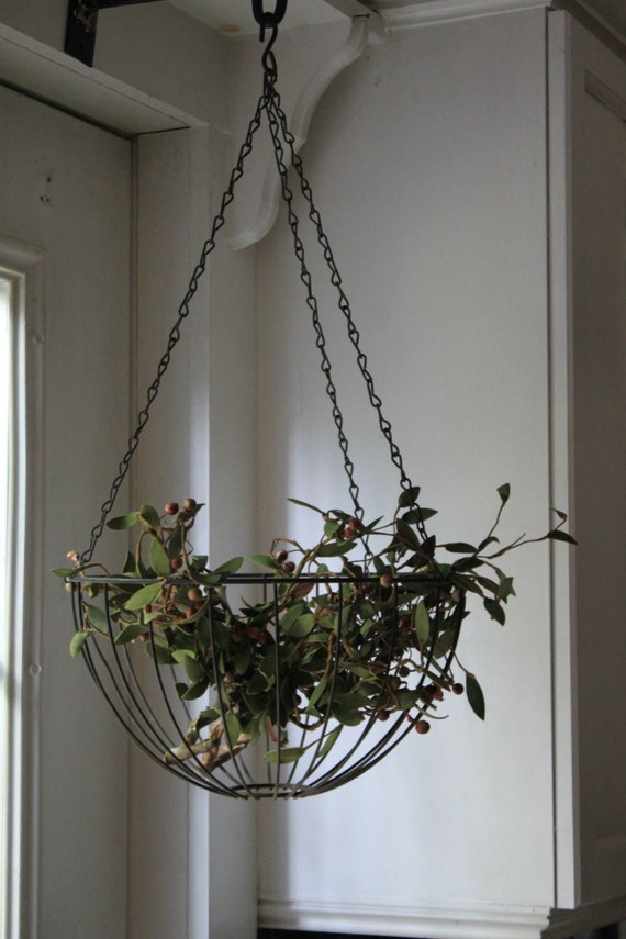 Vintage Metal and Wire Hanging Basket by MyVintageLane on Etsy